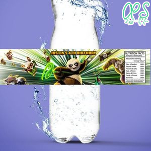 Kung fu panda 4 Bottle Label Birthday Water Bottle Label Template to Print at Home Instant Download
