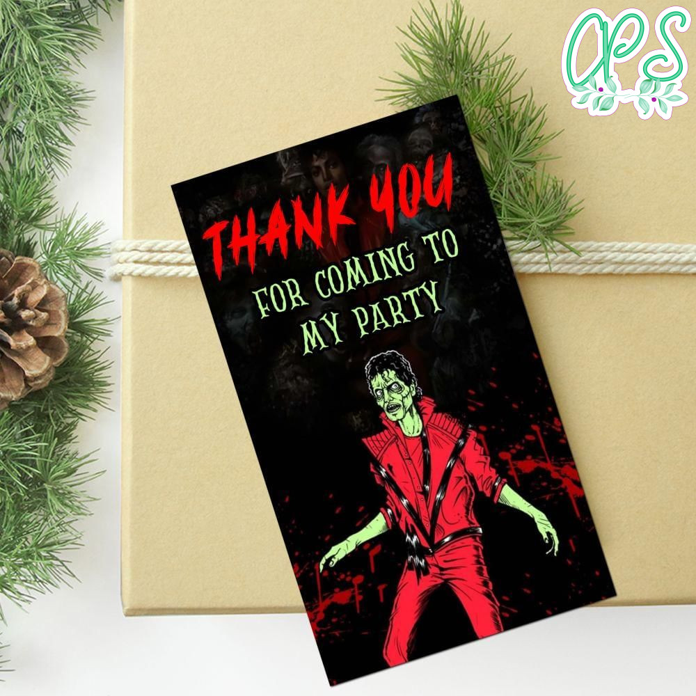 Michael Jackson Thriller Thank You Tag Customizable Template To Print At Home Instant Download