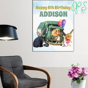 Trash Truck Birthday Poster Digital File Printable Instant Download