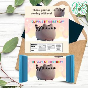 Pusheen Cat Candy Bar Label Customizable Template Instant Download