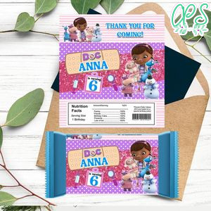 Doc McStuffins Candy bar Label Customizable Template Instant Download
