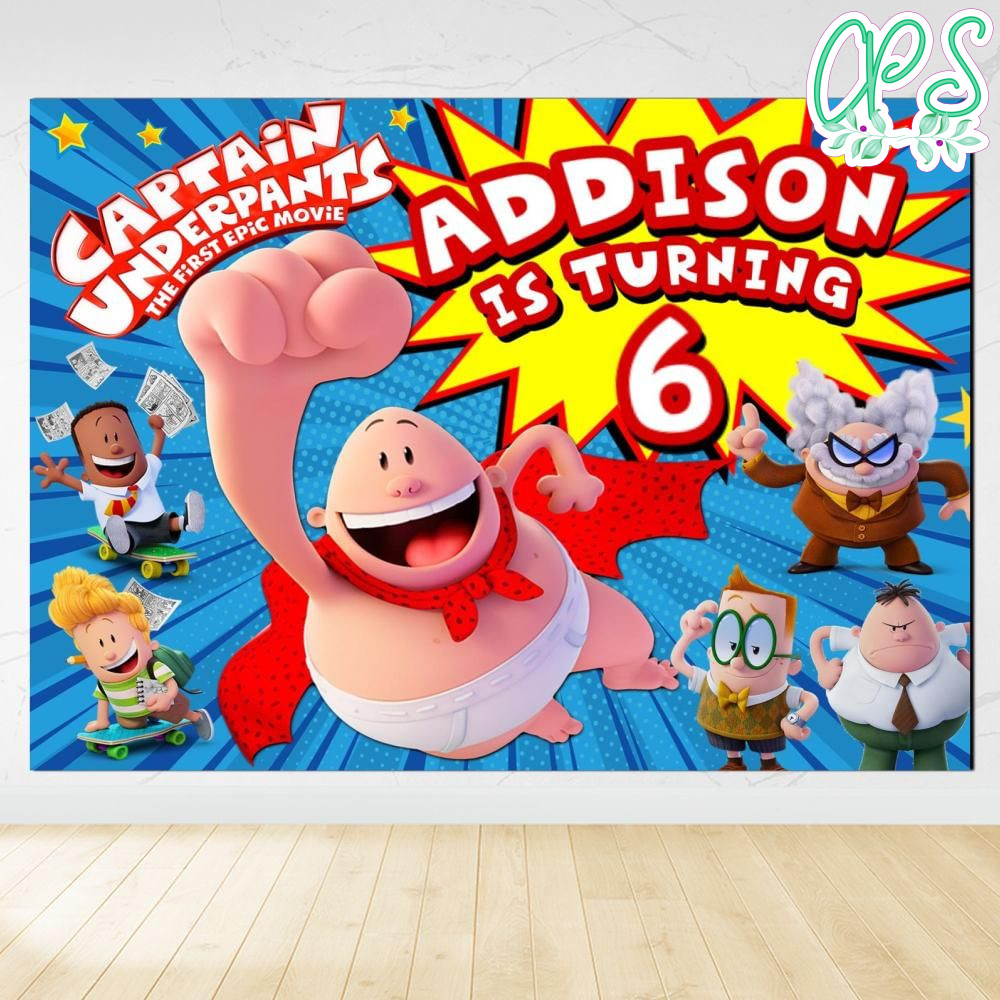 Captain underpants Birthday Backdrop Digital File Template ...