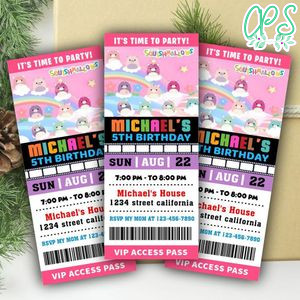 Squishmallow Ticket Invitation Customizable Template Instant Download
