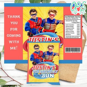 Henry Danger Birthday Honey Buns Snack Bag Label Customizable Instant Download