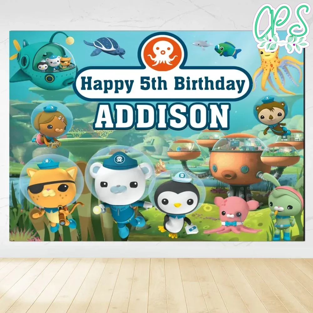 Octonauts Birthday Backdrop Digital File Template | CustomPartyShirts