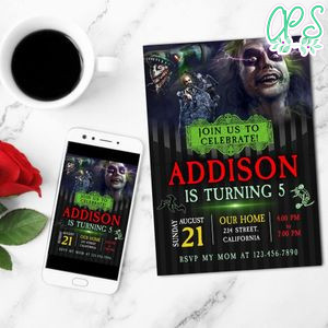 Beetlejuice 2 Mobile Invite Customizable Template Instant Download