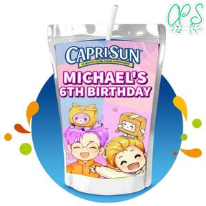 Lankybox Justin Adam Capri Sun Birthday Labels Digital File Printable Instant Download