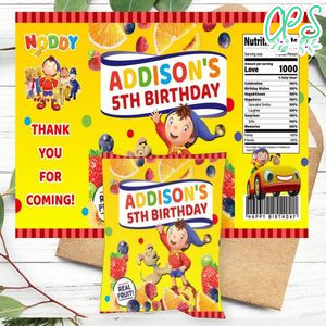 Noddy Birthday Party Fruit Snack Bag Digital File Printable Instant Download