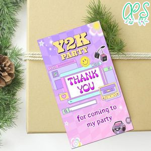 Y2k Party Thank You Tag Customizable Template To Print At Home Instant Download