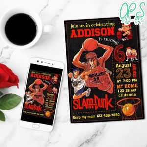 Slam dunk Birthday Flyer Customizable Template to Print at Home Instant Download