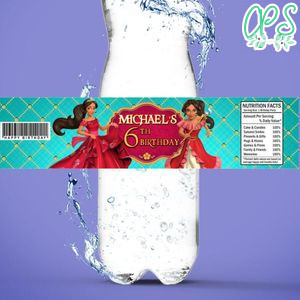 Elena of Avalor Birthday Water Bottle Label Template to Print at Home Instant Download