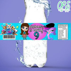 Littlest pet shop Birthday Water Bottle Label Template to Print at Home Instant Download