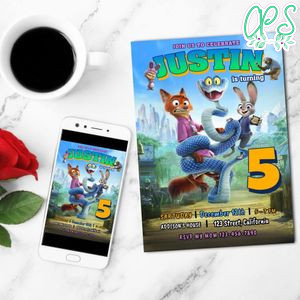 Zootopia 2 Invitation Customizable Template to Print at Home Instant Download