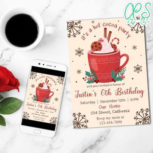 Hot Cocoa Invitation Customizable Template to Print at Home Instant Download