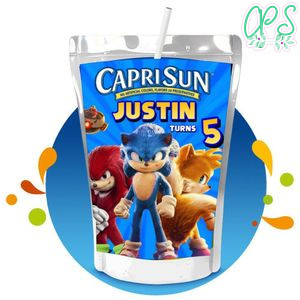 Sonic the Hedgehog 2 Capri Sun Birthday Labels Digital File Printable Instant Download