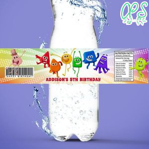 Colourblocks Birthday Water Bottle Label Template to Print at Home Instant Download