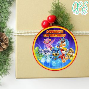Paw Patrol Mighty Pups Circle Sticker Template Customizable to Print at Home Instant Download