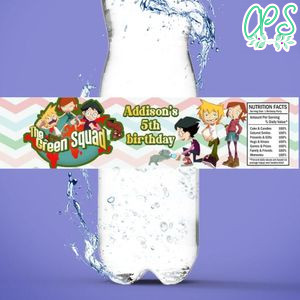 The green squad Birthday Water Bottle Label Template to Print at Home Instant Download