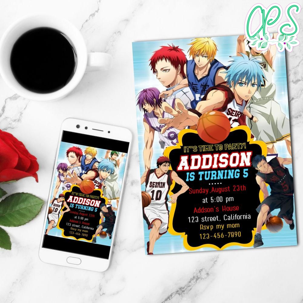 Kuroko's Basketball Invitation Customizable Template DIY CustomPartyShirts