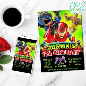 Power Players Birthday Mobile Invite Customizable Template Instant Download