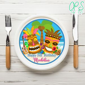 Luau Birthday Plate Template Customizable To Print At Home Instant Download