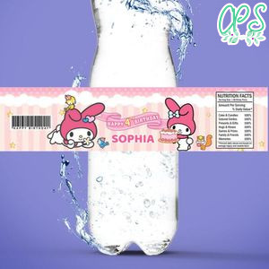 Melody Bottle Label Birthday Water Bottle Label Template to Print at Home Instant Download