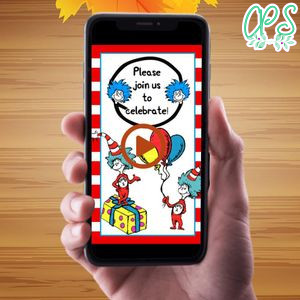 Thing 1 thing 2 Birthday Video Invitation Digital Template Customizable Instant Download