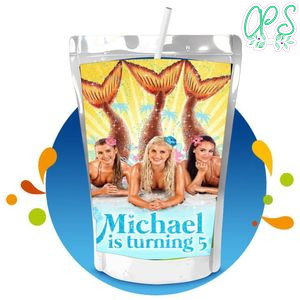 Mako mermaid Capri Sun Birthday Labels Digital File Printable Instant Download