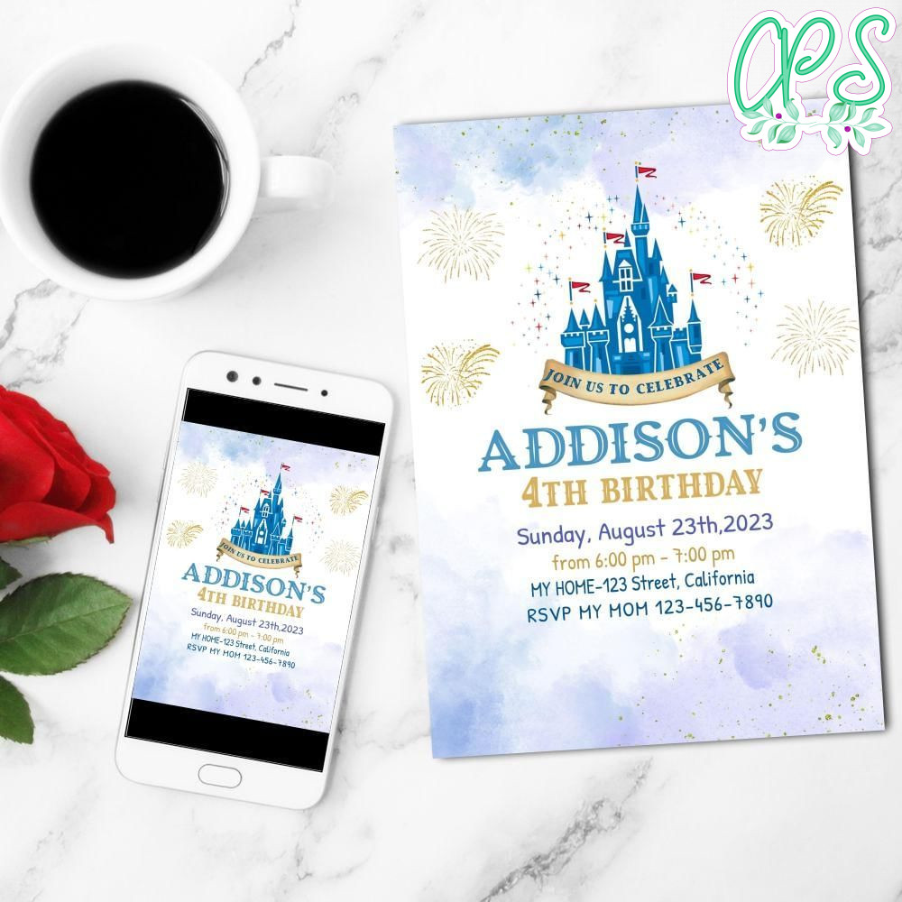 Magic Kingdom Mobile Invite Customizable Template Instant Download