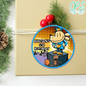 Dog Man Circle Sticker Template Customizable to Print at Home Instant Download