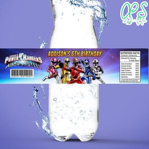 Power ranger ninja steel Bottle Label Birthday Water Bottle Label Template to Print at Home Instant Download