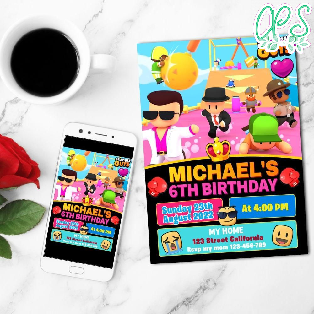 Stumble Guys Mobile Invite Customizable Template Instant Download