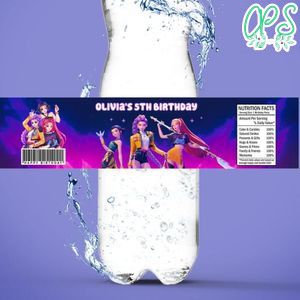 Kpop demon hunter Birthday Water Bottle Label Template to Print at Home Instant Download