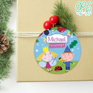 Ben And Holly's Little Kingdom Circle Sticker Template Customizable to Print at Home Instant Download