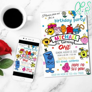 Mr. Men and Little Miss Birthday Flyer Customizable Template to Print at Home Instant Download