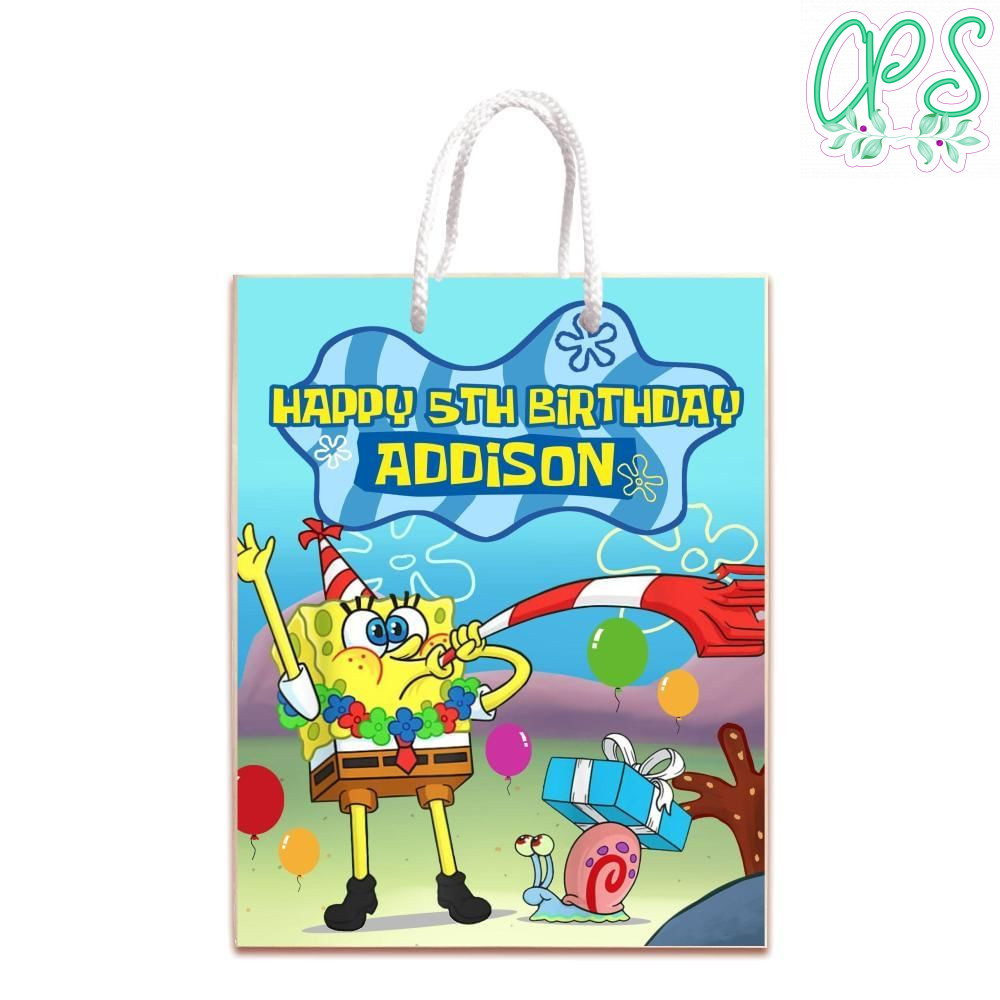 Spongebob Gift Bag Label Template Printable Instant Download
