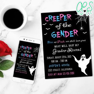 Creeper Of The Gender Mobile Invite Customizable Template Instant Download