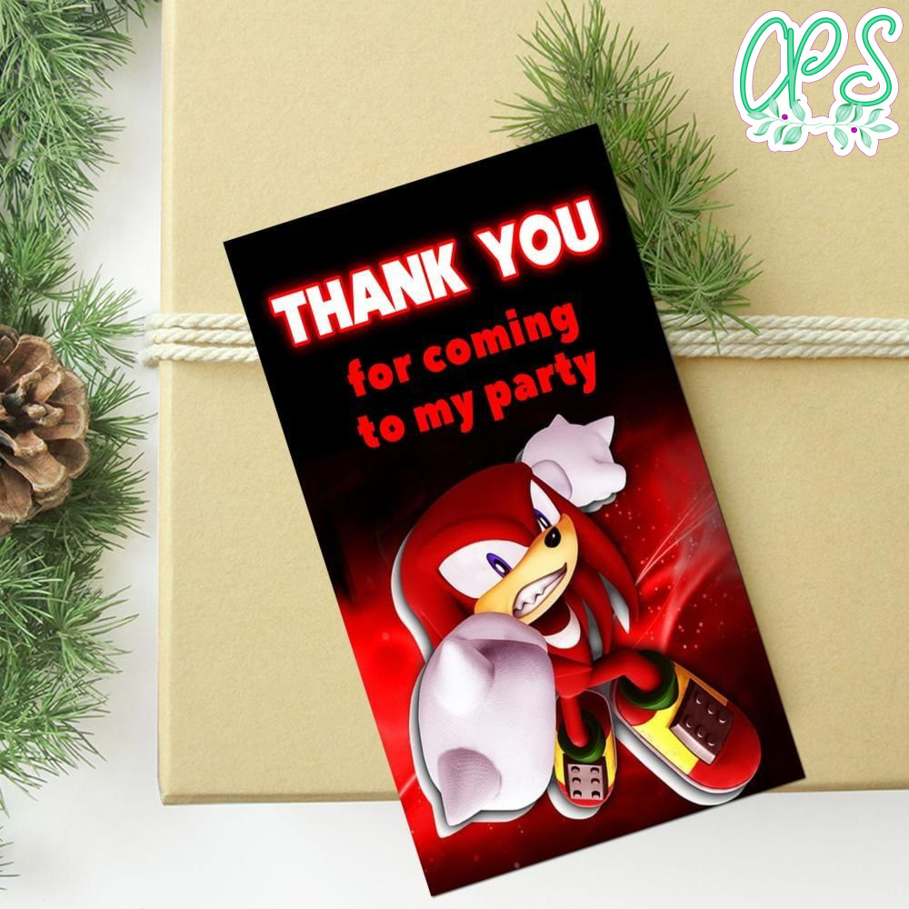 Knuckles Thank You Tag Customizable Template To Print At Home Instant Download
