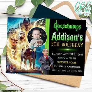 Goosebumps Birthday Invitation with Photo Customizable Template to Print at Home Instant Download
