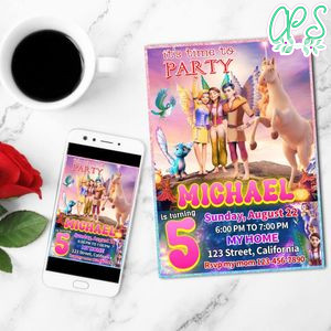 Fairy Princess & the Unicorn Birthday Invitation Customizable Template to Print at Home Instant Download