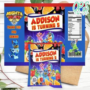 Paw Patrol Mighty Pups Birthday Party Fruit Snack Bag Digital File Printable Instant Download