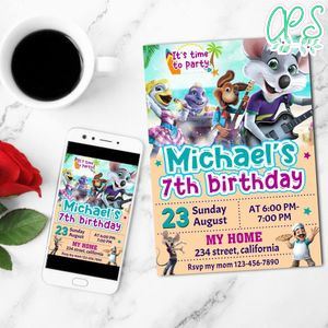 Chuck E Cheese's Band Birthday Invitation Customizable Template to Print at Home Instant Download
