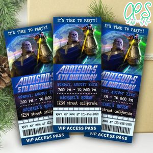Thanos Ticket Invitation Customizable Template Instant Download