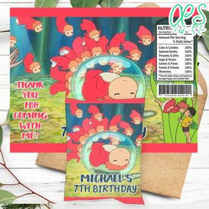 Ponyo Birthday Chip Bag Digital File Printable Instant Download