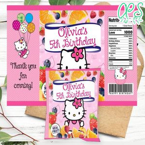 Hello Kitty Birthday Party Fruit Snack Bag Digital File Printable Instant Download