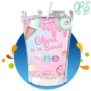 Girl Sweets and Candy Capri Sun Birthday Label Digital File Printable Instant Download