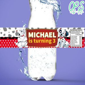 101 Dalmatians Birthday Water Bottle Label Template to Print at Home Instant Download