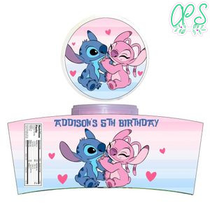 Stitch And Angel Cotton Candy Label Template To Print At Home Instant Download