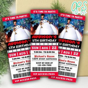 Big Hero 6 Ticket Invitation Customizable Template Instant Download