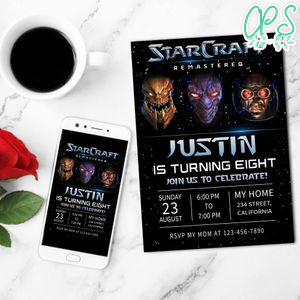 Starcraft Birthday Mobile Invite Customizable Template Instant Download